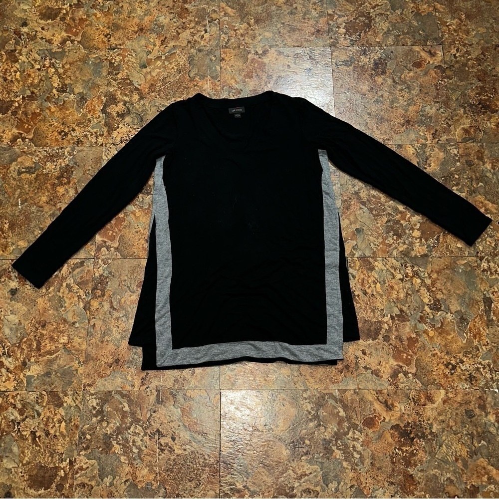 J. Jill Wearever Women’s V-Neck Tunic Black Gray Long Sleeve Size XS